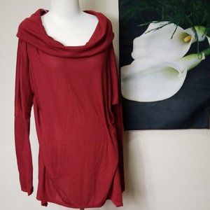 Fashionomics Cowl Neck Shark Bite Hem Top